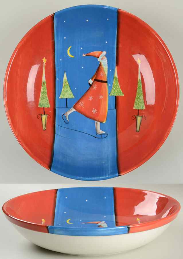 Santa On Ice (Red Handles) 13" Pasta Serving Bowl by Certified International-1