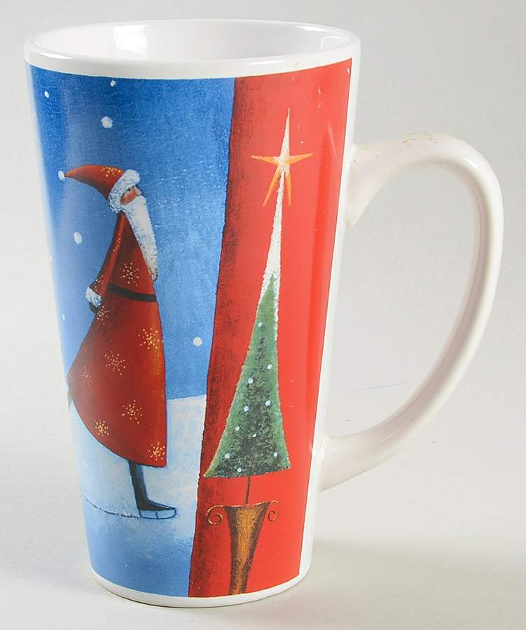 Santa On Ice (Red Handles) Latte Mug by Certified International-1