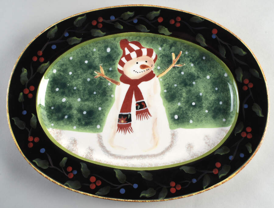 Antique Christmas 16" Oval Serving Platter by Certified International-1