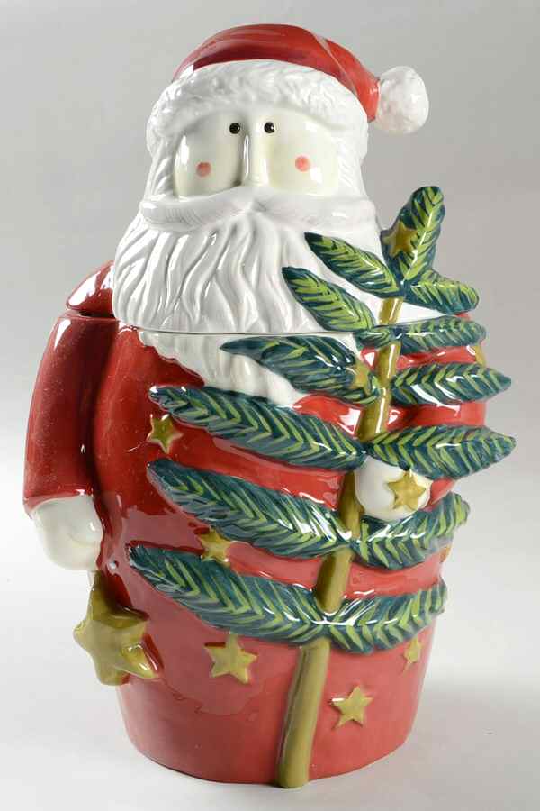 Twilight Santa (Blue Handles) Figural Cookie Jar & Lid by Certified International-1