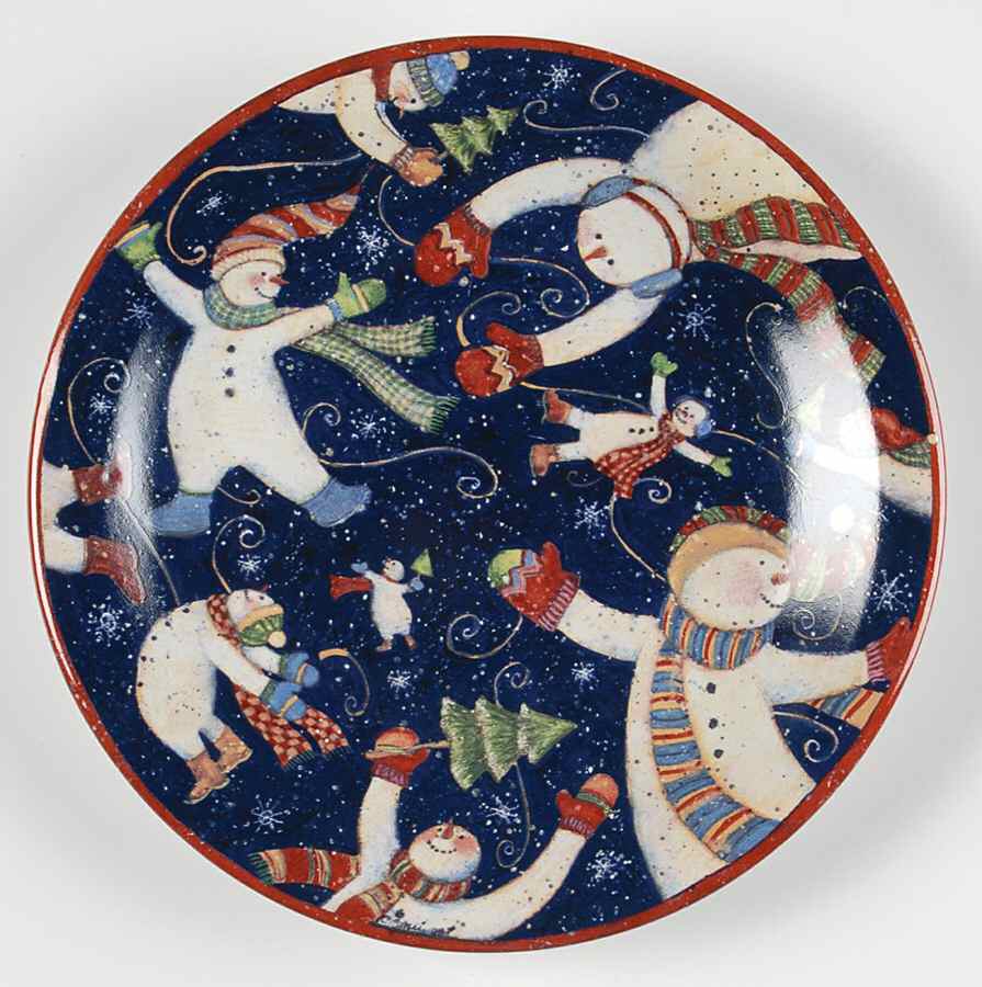 Tumbling Snowmen (White Handles) Salad/Dessert Plate by Certified International-1
