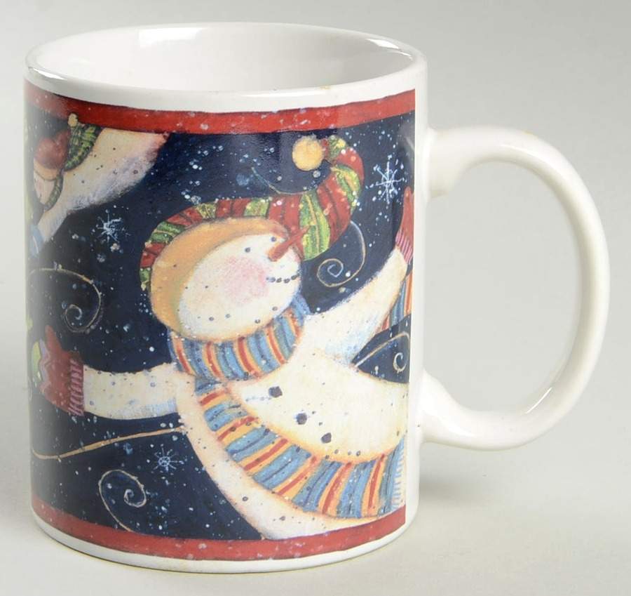Tumbling Snowmen (White Handles) Mug by Certified International-1