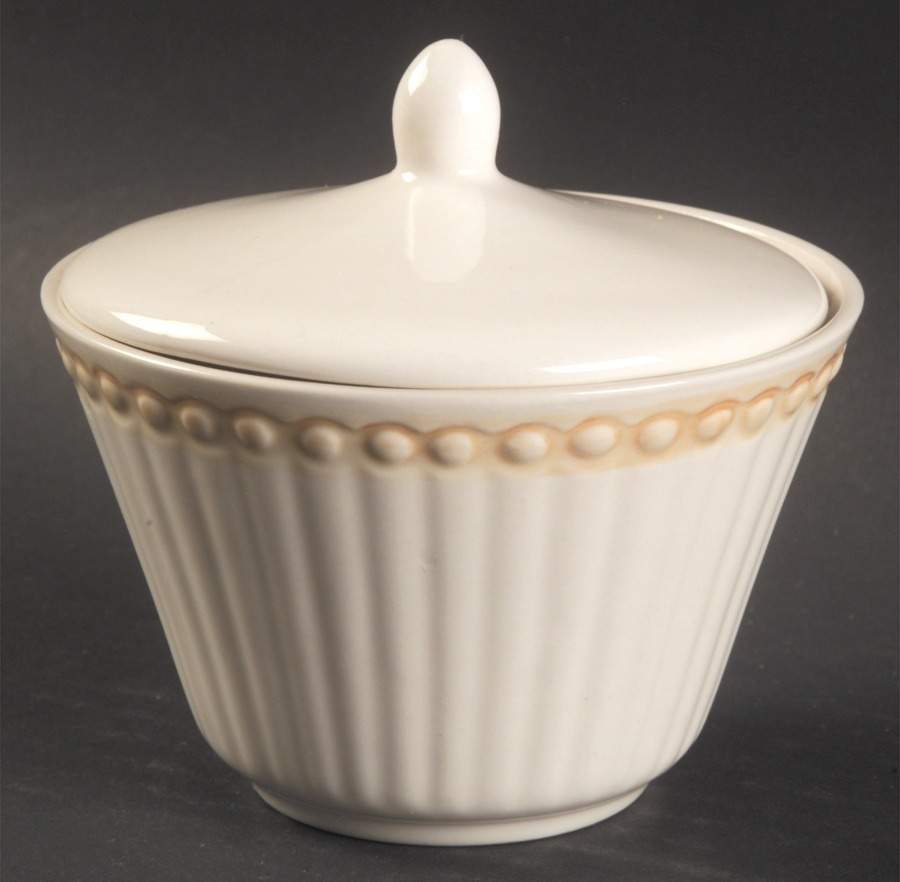 Victorian Pearls Sugar Bowl & Lid by Culinary Arts-1