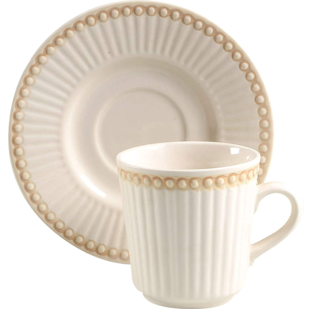 Victorian Pearls Flat Cup & Saucer Set by Culinary Arts-1