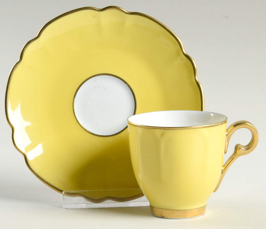 Eventail Yellow Flat Demitasse Cup & Saucer Set by Charles Field Haviland-1