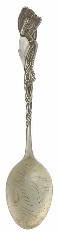 States & Cities Souvenir Spoons(Sterling) North Dakota Five O'Clock Spoon by Saart Brothers-1
