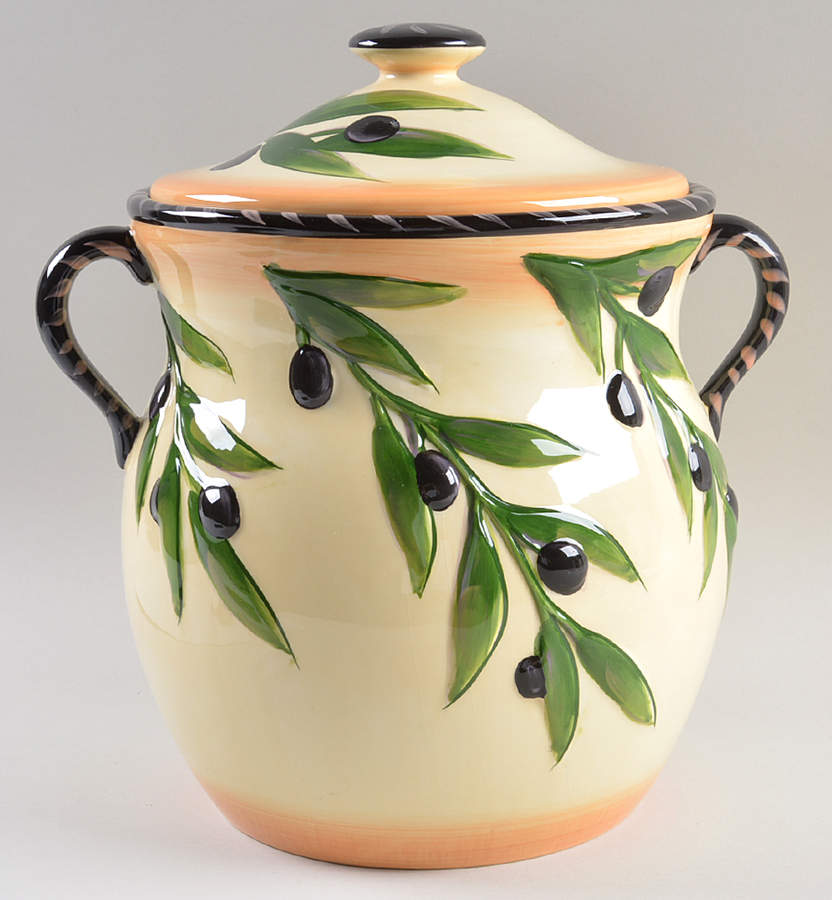 Oliva Rustica Cookie Jar & Lid by Clay Art-1