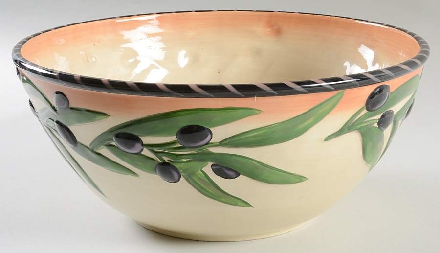 Oliva Rustica 12" Large Salad Serving Bowl by Clay Art-1
