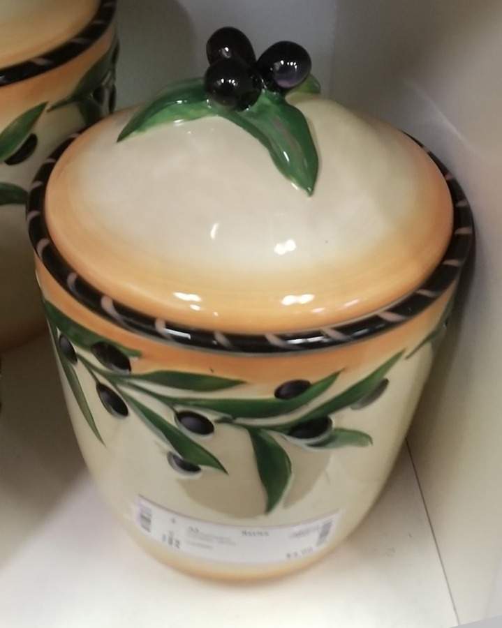 Oliva Rustica Medium Canister & Lid by Clay Art-1