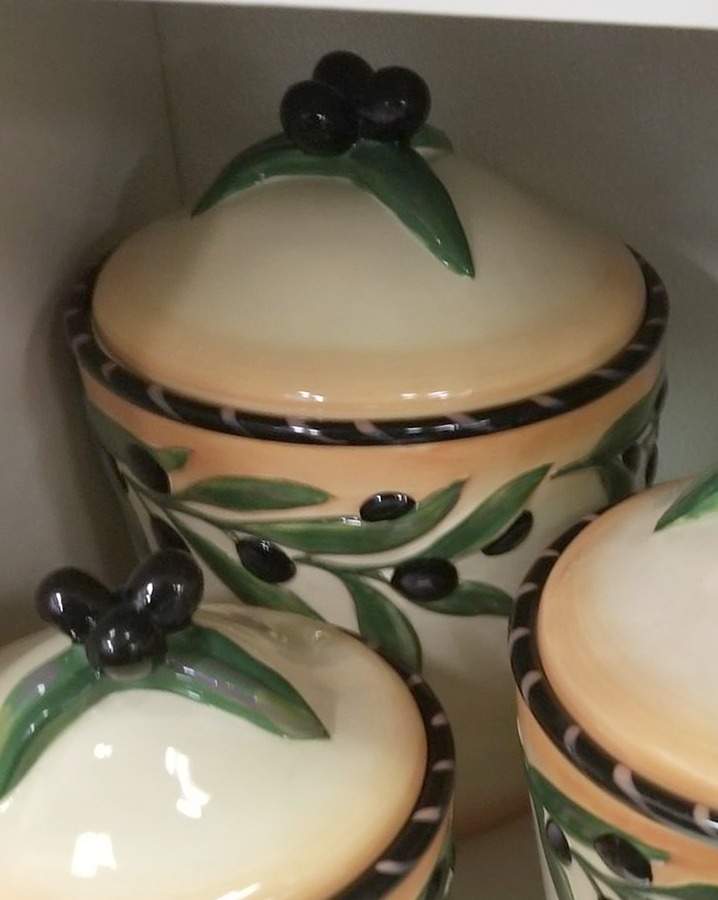 Oliva Rustica Large Canister & Lid by Clay Art-1