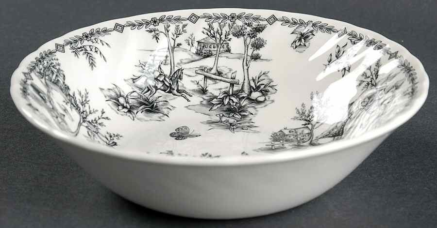 Toille Black (Charcoal, Scalloped) Coupe Cereal Bowl by Churchill-1