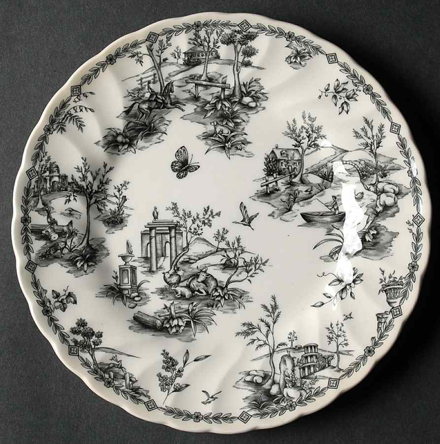 Toille Black (Charcoal, Scalloped) Bread & Butter Plate by Churchill-1