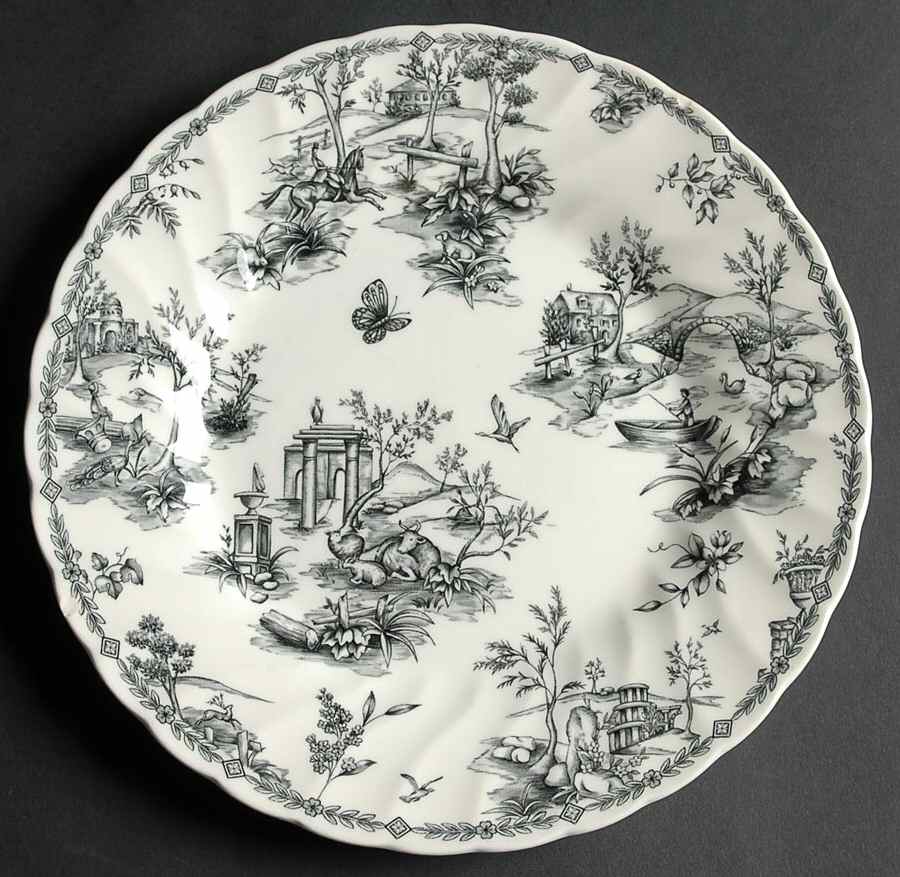 Toille Black (Charcoal, Scalloped) Salad Plate by Churchill-1