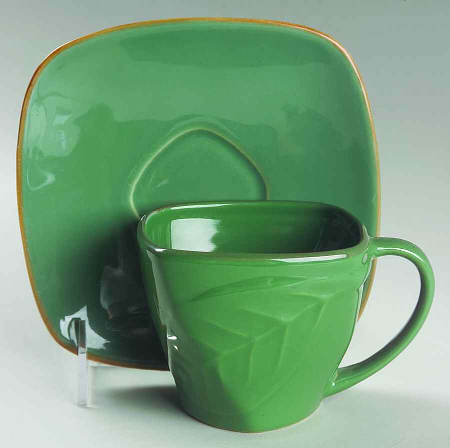 Natura Green Flat Cup & Saucer Set by Charter Club-1