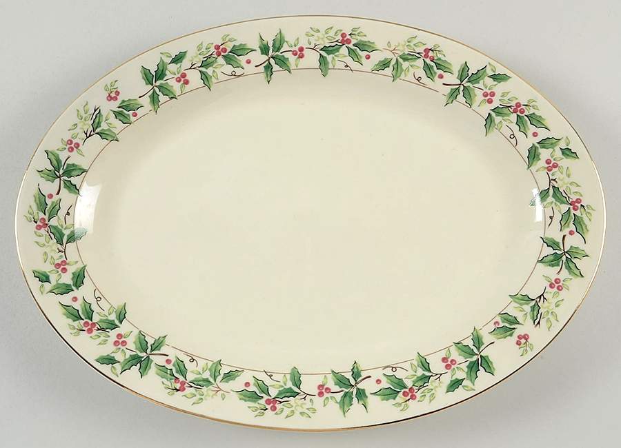 Holly Traditions 14" Oval Serving Platter by China (Made in China)-1