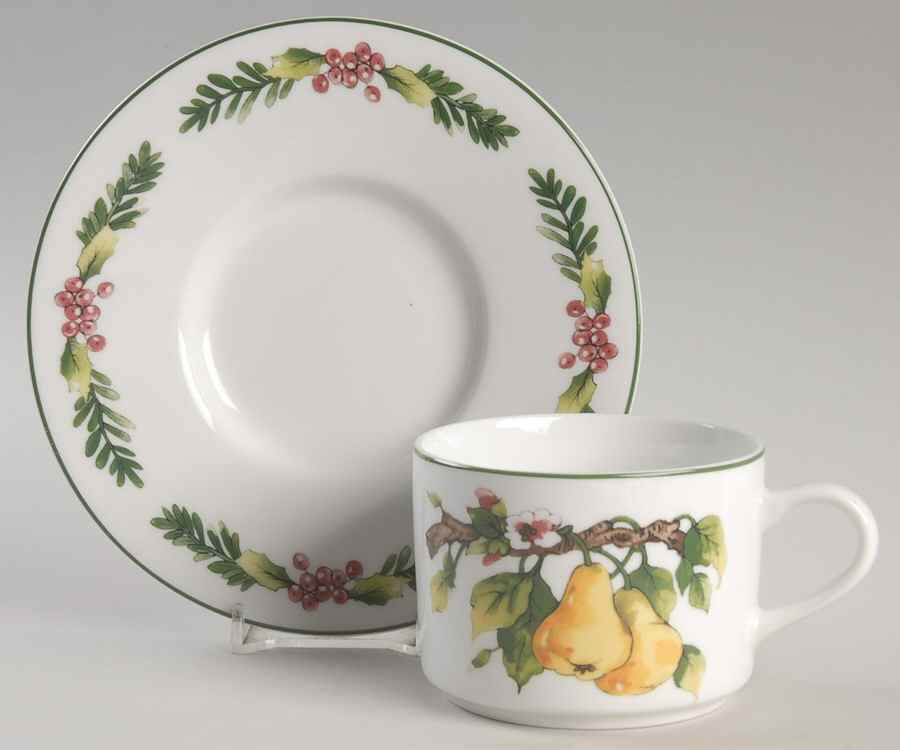 Twelve Days of Christmas, Valerie Flat Cup & Saucer Set by Cumberland Design-1