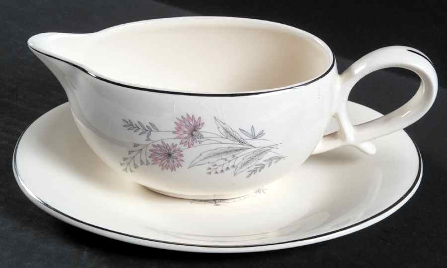 Pink Lace (Coupe) Gravy Boat & Underplate by Canonsburg-1