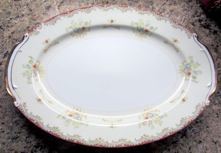 COW12 14" Oval Serving Platter by Crown China (Japan)-1