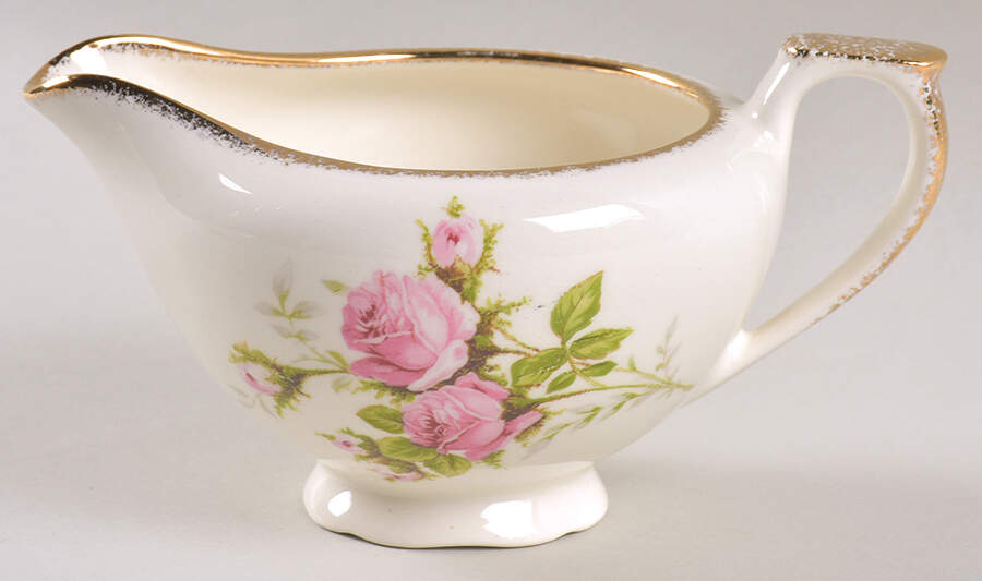 Moss Rose (Brushed Gold Trim) Creamer by Canonsburg-1