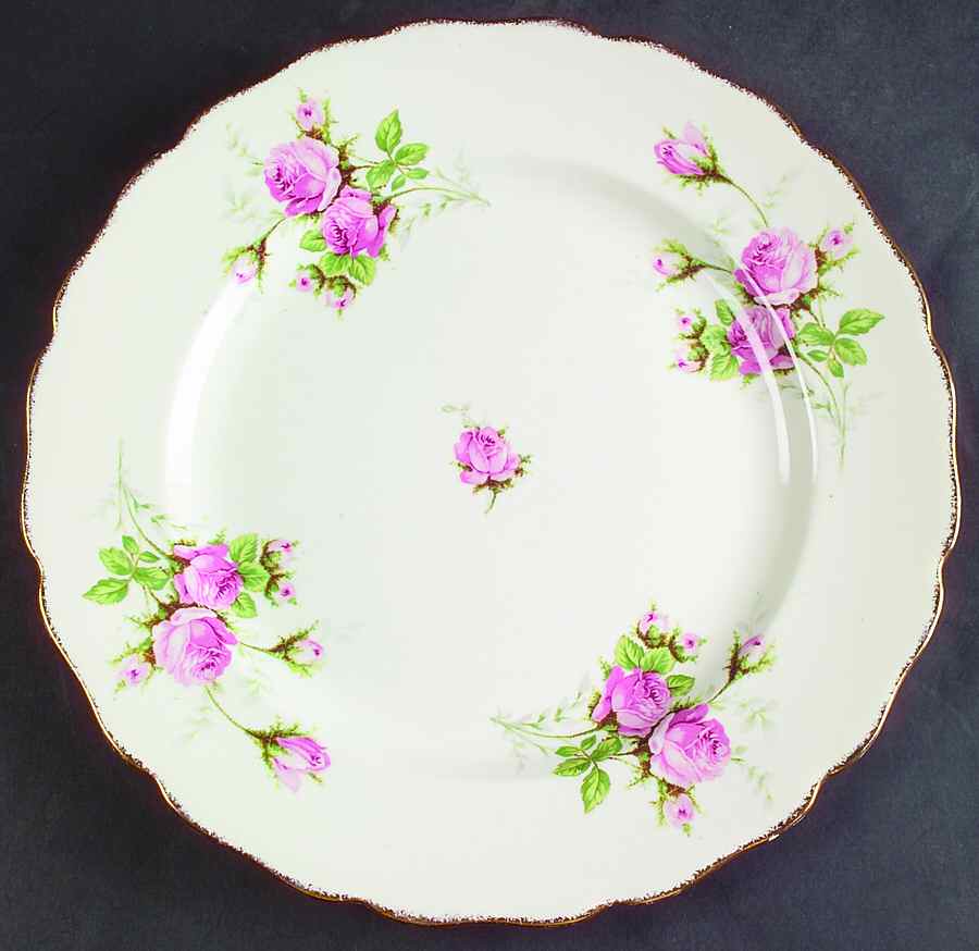 Moss Rose (Brushed Gold Trim) Dinner Plate by Canonsburg-1