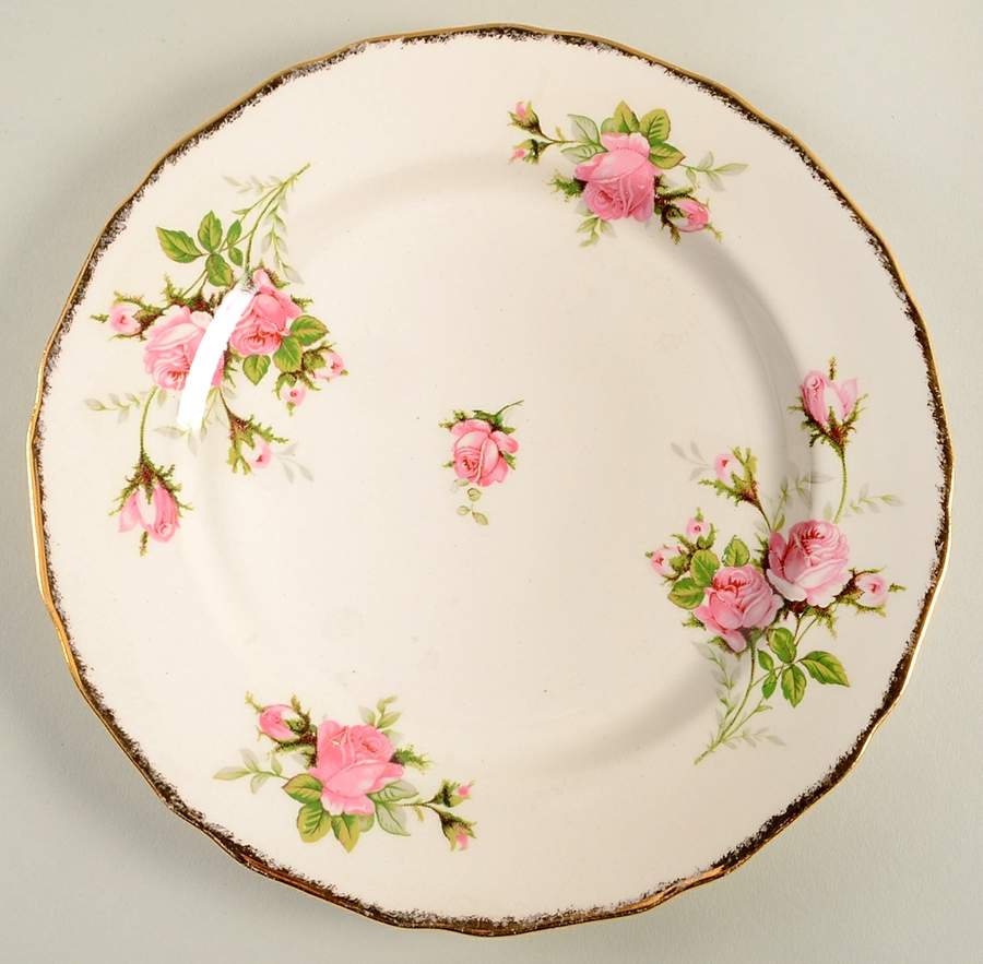 Moss Rose (Brushed Gold Trim) Luncheon Plate by Canonsburg-1