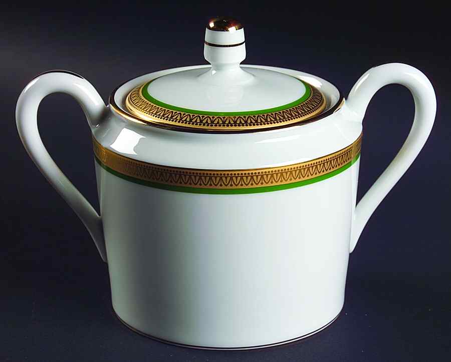 Malmaison Green Sugar Bowl & Lid by Charles Field Haviland-1
