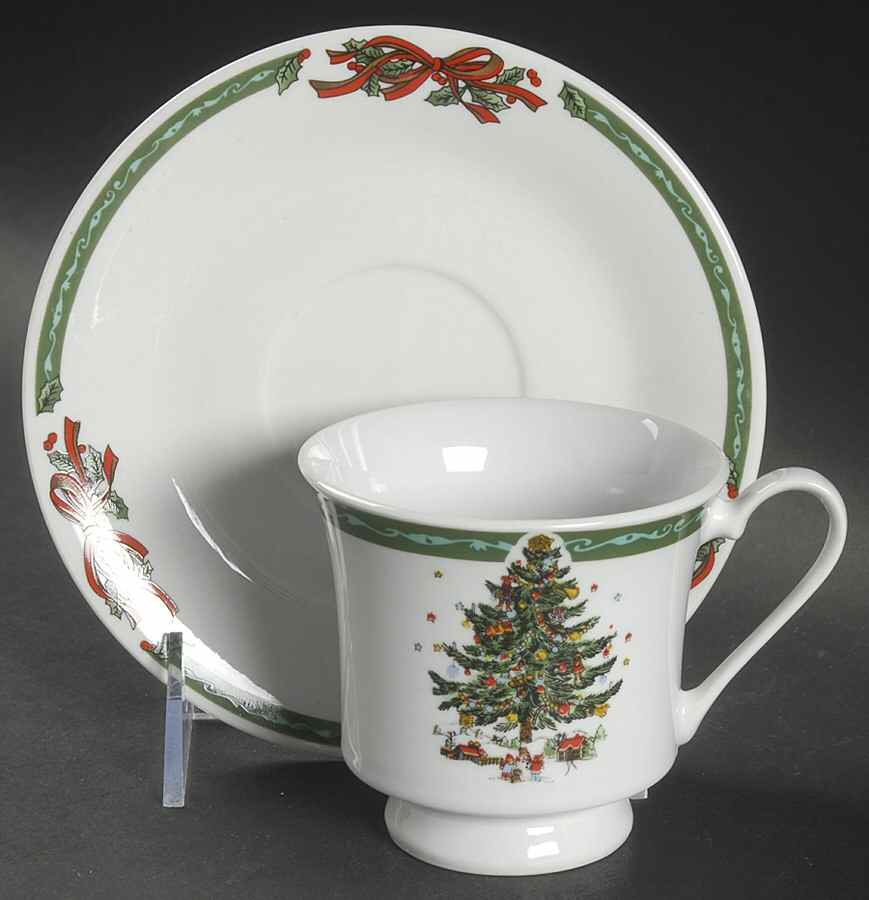 Christmas In The Park Footed Cup & Saucer Set by China (Made in China)-1