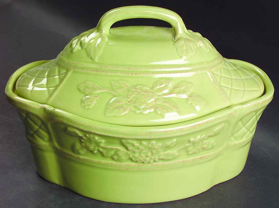 Cuisineware Green Oval Baker with Lid by Certified International-1