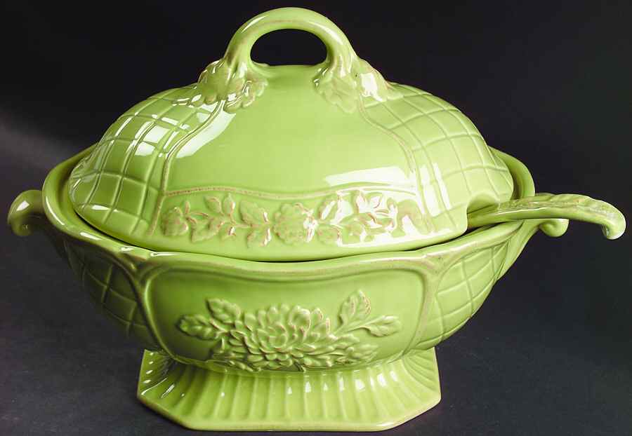 Cuisineware Green Tureen & Lid w/Ladle by Certified International-1