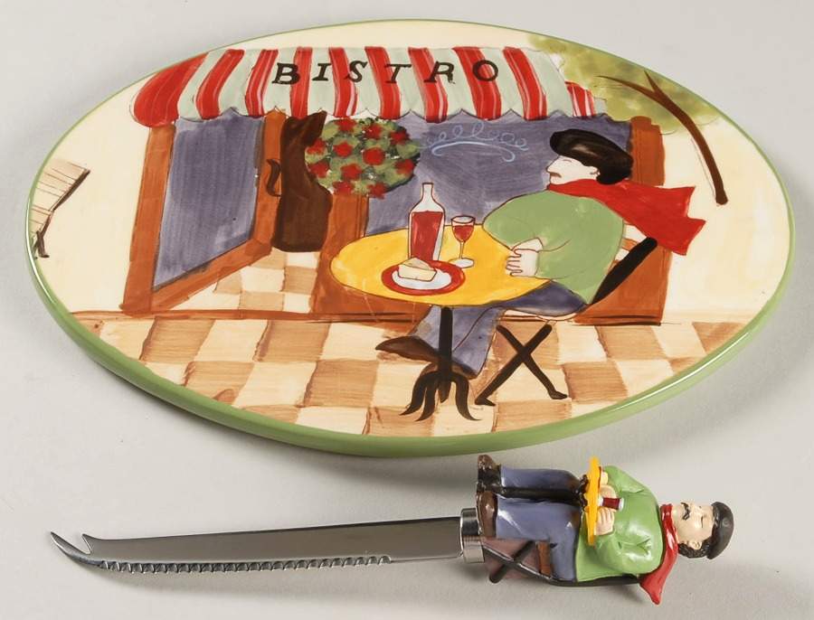 Sidewalk Cafe 2 Piece Cheese Dish and Knife Set by Certified International-1