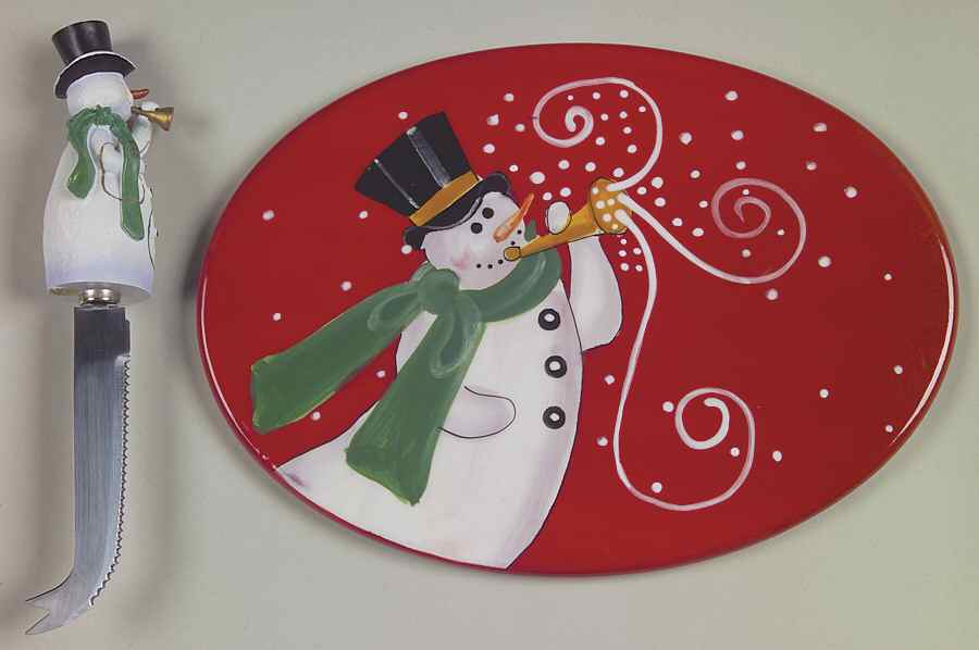 Snowmaker 2 Piece Cheese Dish and Knife Set by Certified International-1