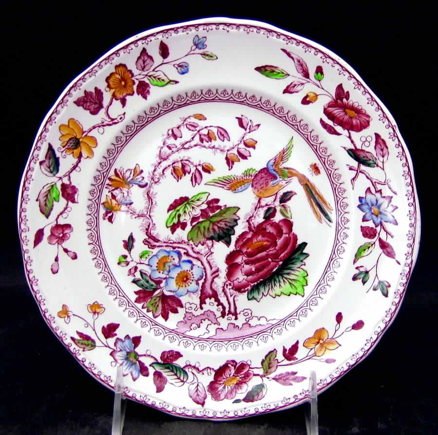Davenport Red Multicolor Salad Plate by Crown Staffordshire-1