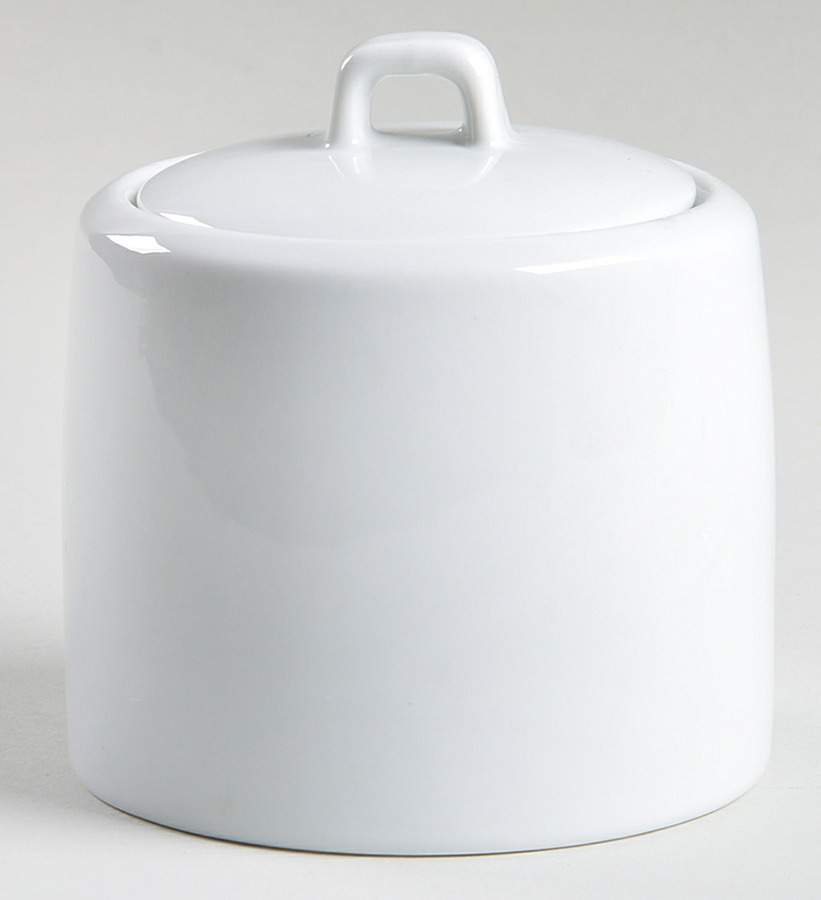 Whiteware Basics (Smooth) Sugar Bowl & Lid by The Cellar (China)-1