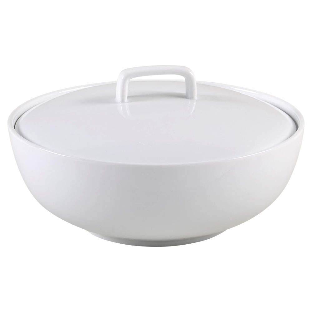 Whiteware Basics (Smooth) Round Covered Vegetable by The Cellar (China)-1