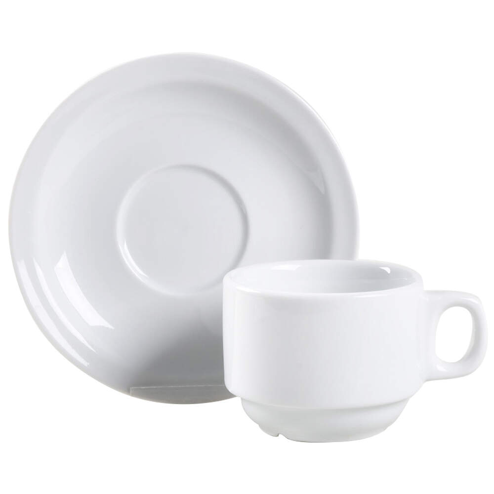 Whiteware Basics (Smooth) Flat Cup & Saucer Set by The Cellar (China)-1