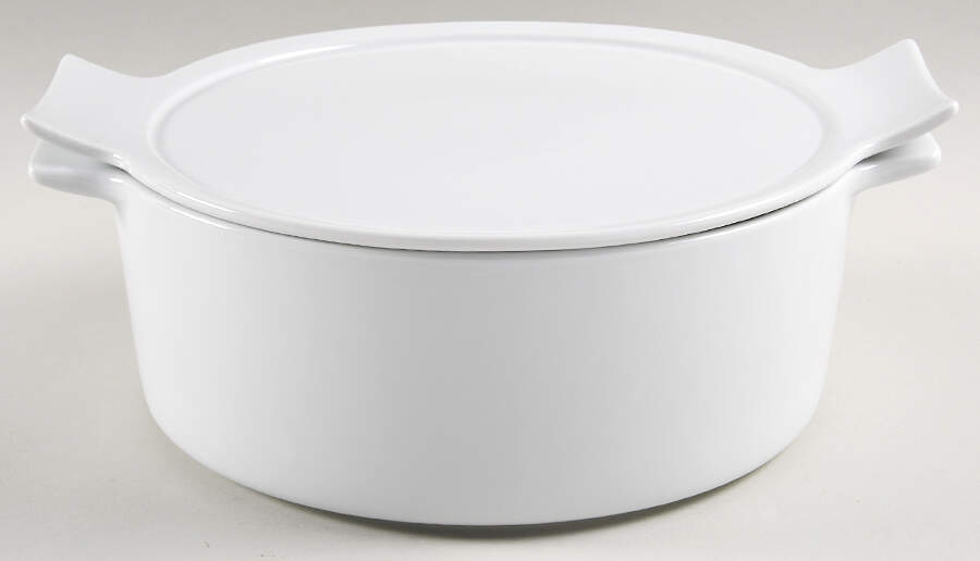 Whiteware Basics (Smooth) Round Covered Vegetable by The Cellar (China)-1