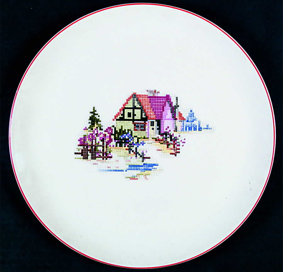 Petit Point House (Coupe) Dinner Plate by Crooksville-1