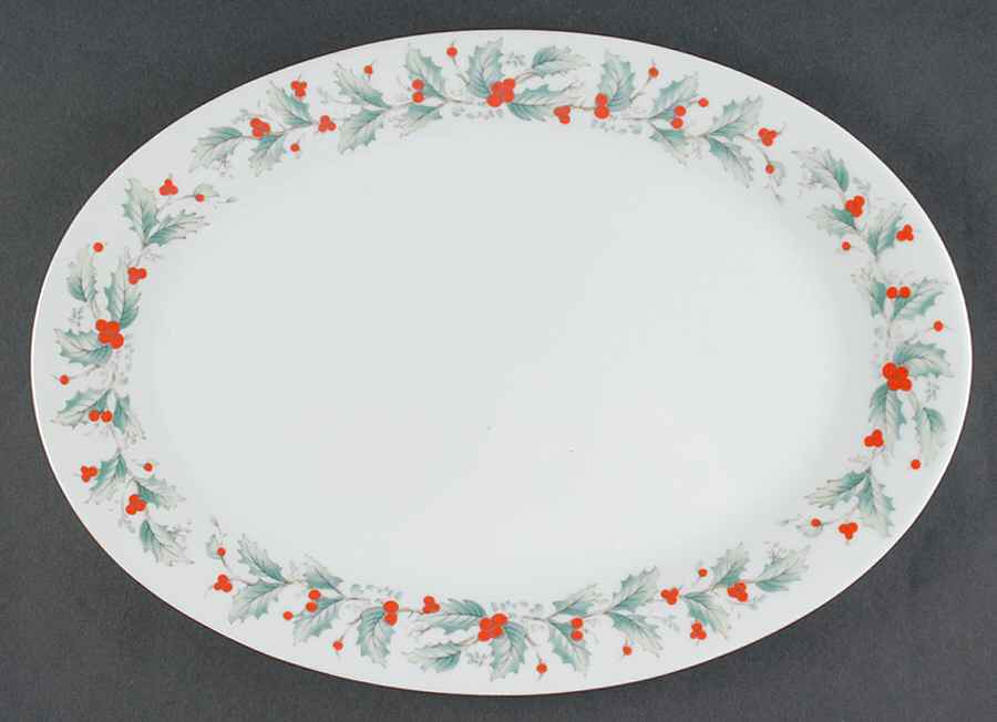 Noel (Black Lettering Backstamp) 13" Oval Serving Platter by China Pearl-1