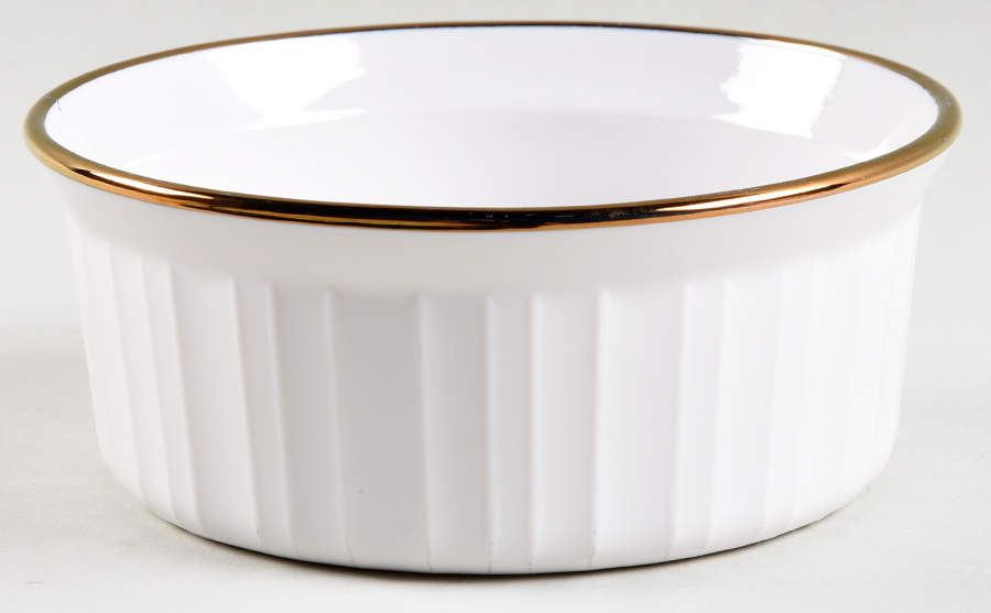 French White (Gold Trim) Individual Casserole No Plastic Lid by Corning Corelle-1