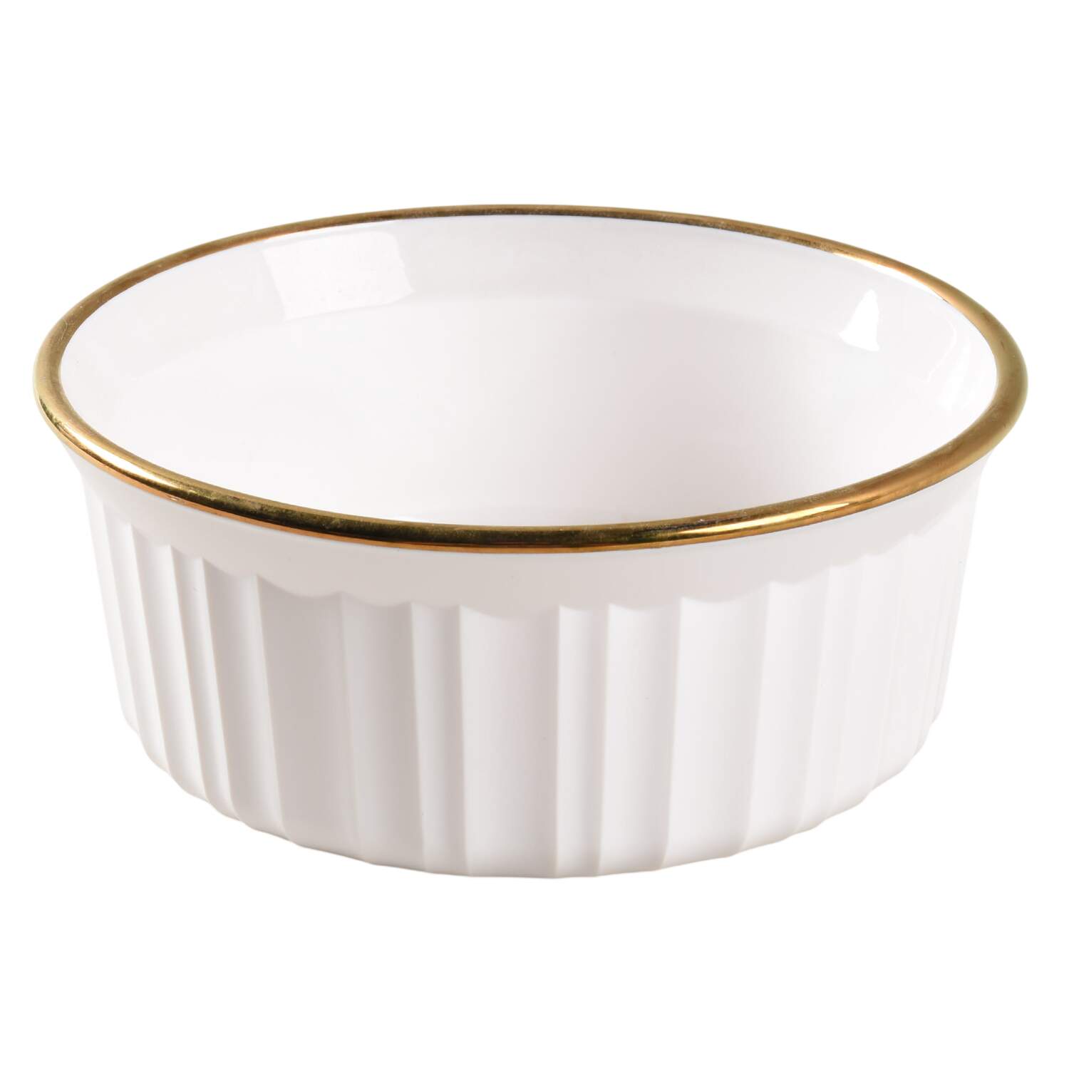 French White (Gold Trim) Individual Casserole No Plastic Lid by Corning Corelle-1