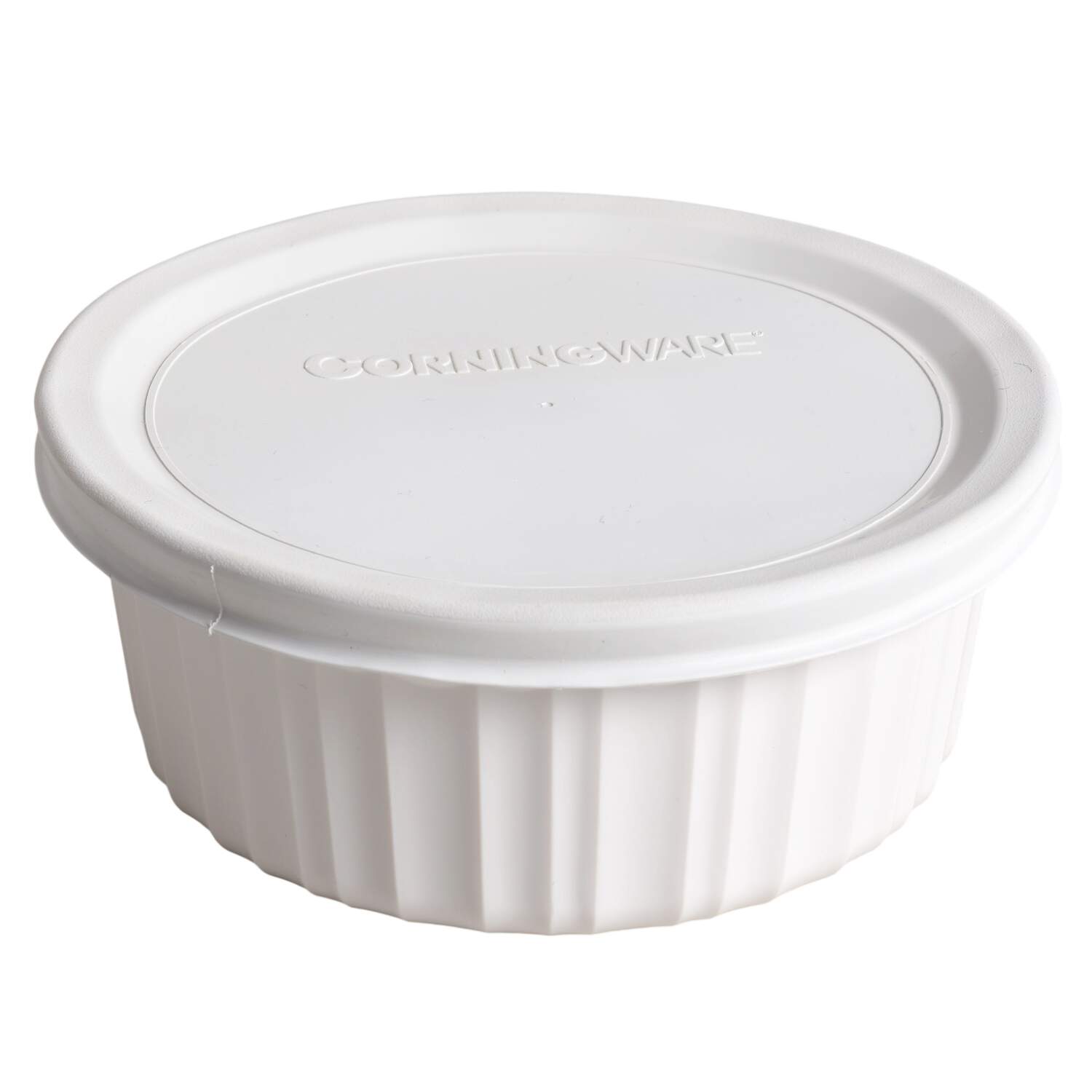 French White (Gold Trim) Individual Casserole & Plastic Lid by Corning Corelle-1