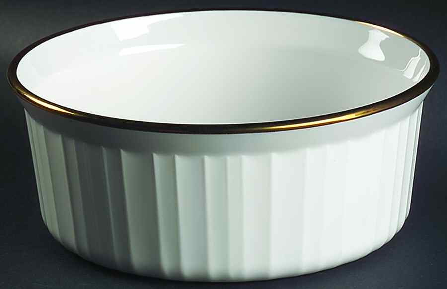 French White (Gold Trim) 7" Souffle by Corning Corelle-1