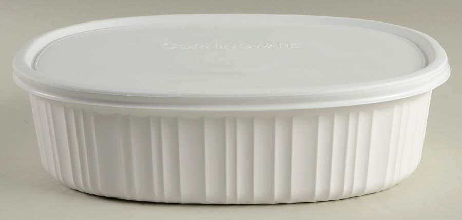 French White (Gold Trim) 2.5 Quart Oval Covered Casserole by Corning Corelle-1