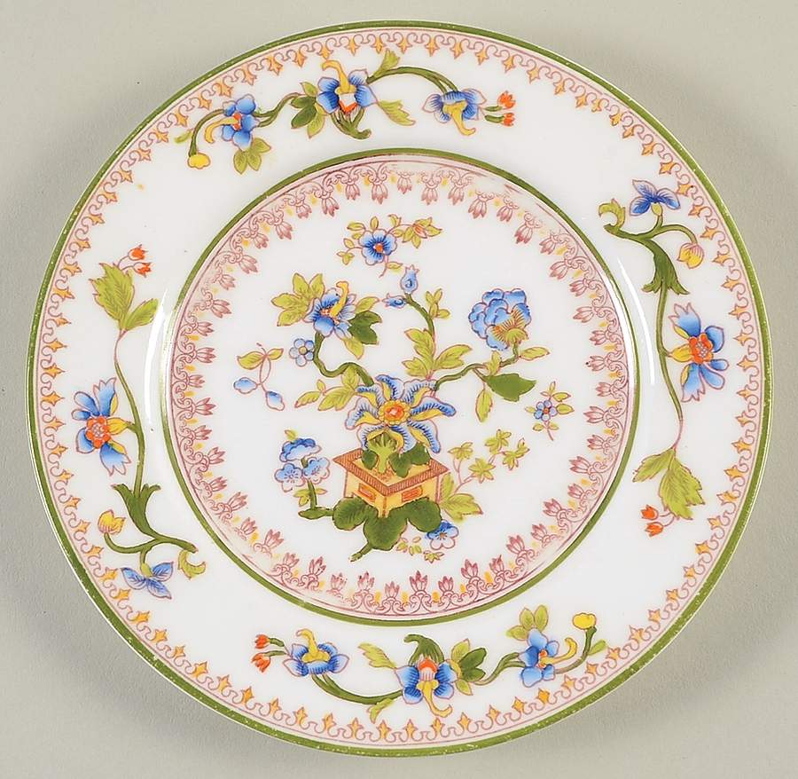 Flower Pot (Green Trim, Smooth) Bread & Butter Plate by Coalport-1