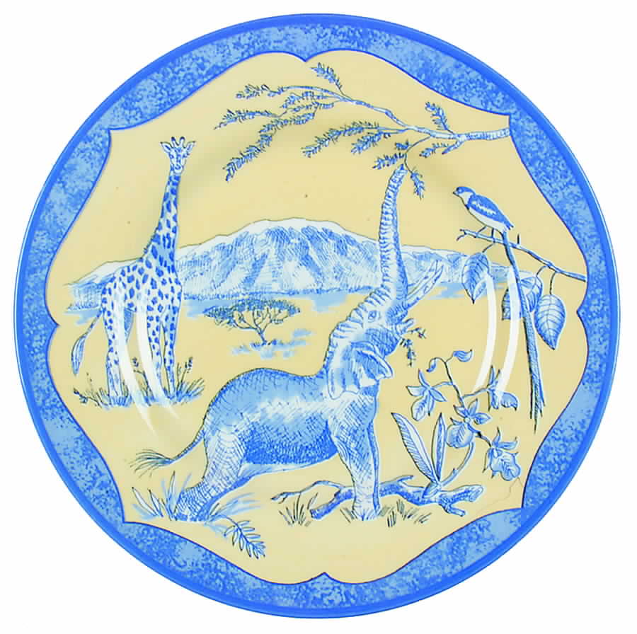 African Inspirations Blue and Yellow Salad Plate by Lynn Chase-1