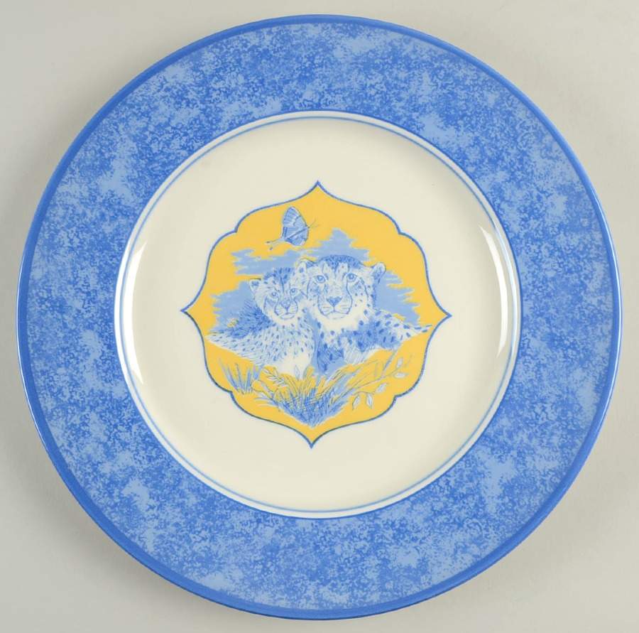 African Inspirations Blue and Yellow 12" Chop Plate (Round Platter) by Lynn Chase-1
