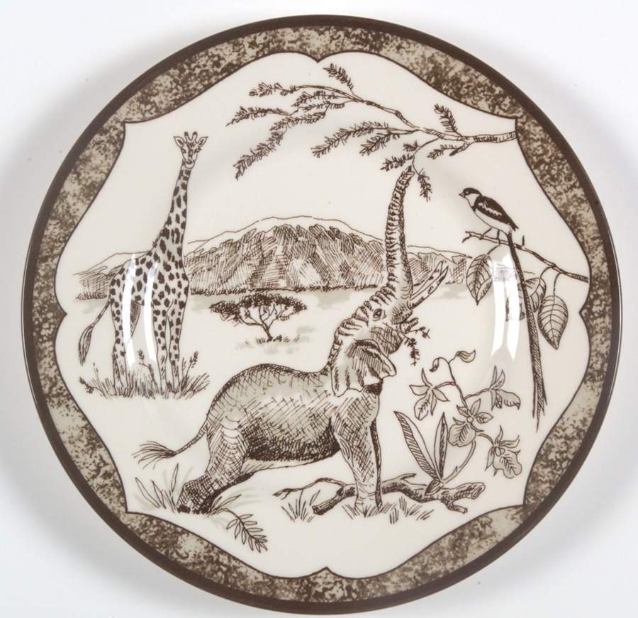 African Inspirations Sepia and Cream Salad Plate by Lynn Chase-1