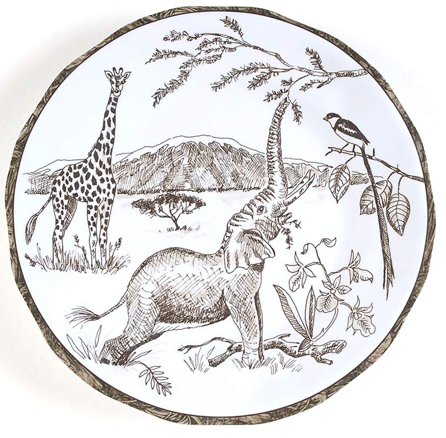 African Inspirations Sepia and Cream Melamine Salad Plate by Lynn Chase-1