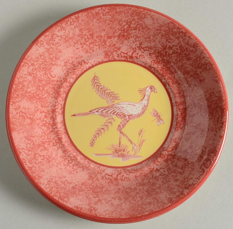 African Inspirations Cranberry and Yellow Saucer by Lynn Chase-1