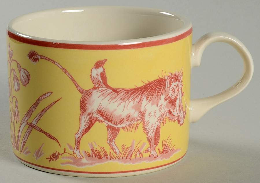 African Inspirations Cranberry and Yellow Flat Cup by Lynn Chase-1